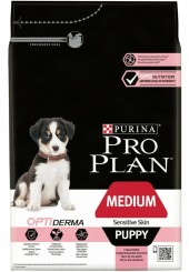 Pro Plan OptiDerma Medium Puppy сухой корм для щенков средних пород с лососем и рисом 3 кг. 